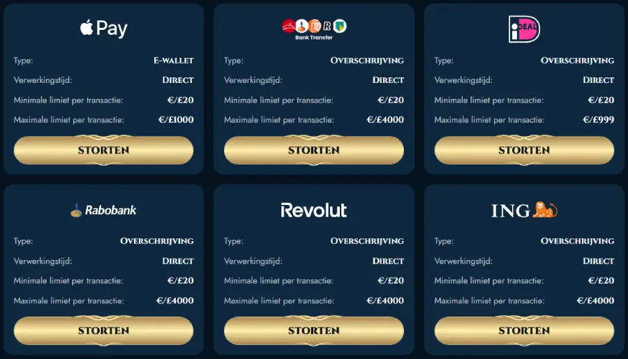 EliteSpin Casino Stortingen en uitbetalingen